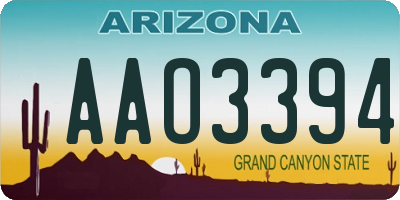 AZ license plate AAO3394