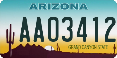 AZ license plate AAO3412