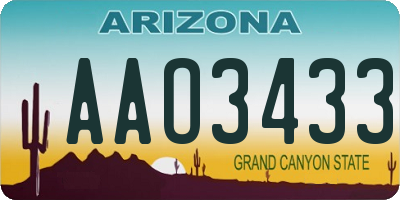 AZ license plate AAO3433