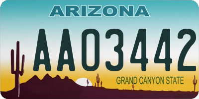 AZ license plate AAO3442