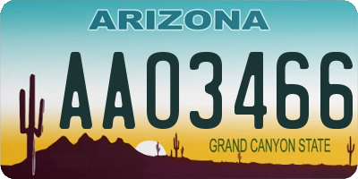 AZ license plate AAO3466