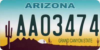 AZ license plate AAO3474