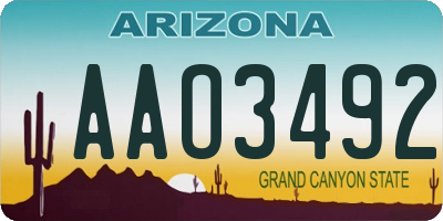 AZ license plate AAO3492