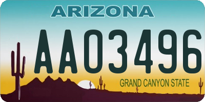 AZ license plate AAO3496
