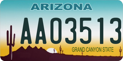 AZ license plate AAO3513