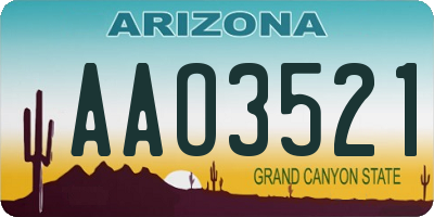 AZ license plate AAO3521