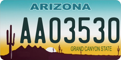 AZ license plate AAO3530