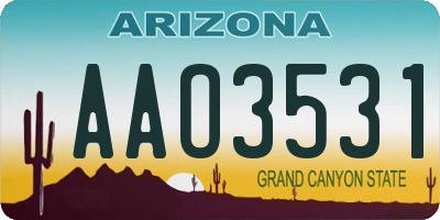 AZ license plate AAO3531