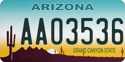AZ license plate AAO3536