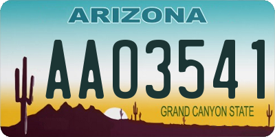 AZ license plate AAO3541