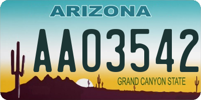 AZ license plate AAO3542