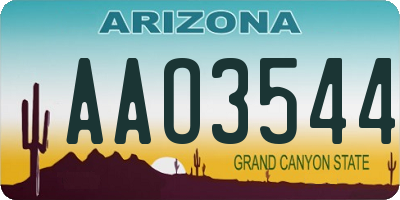 AZ license plate AAO3544
