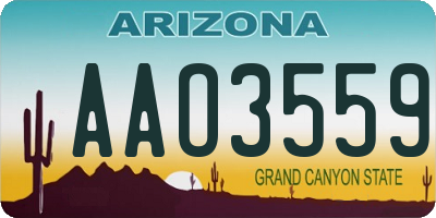 AZ license plate AAO3559
