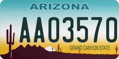 AZ license plate AAO3570