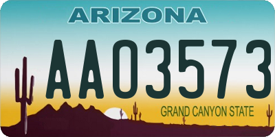 AZ license plate AAO3573