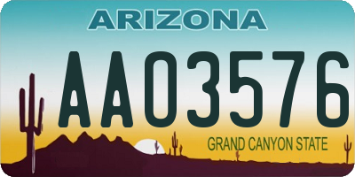 AZ license plate AAO3576