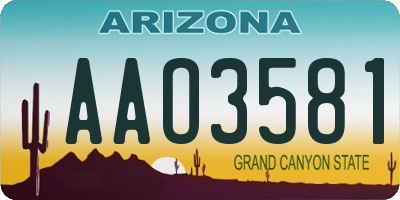 AZ license plate AAO3581