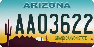 AZ license plate AAO3622