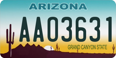 AZ license plate AAO3631
