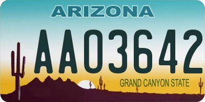 AZ license plate AAO3642