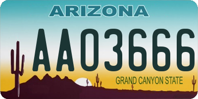 AZ license plate AAO3666