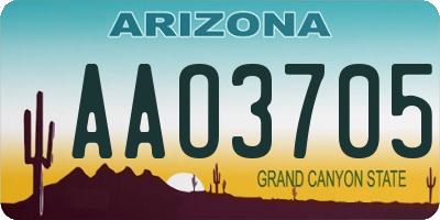 AZ license plate AAO3705