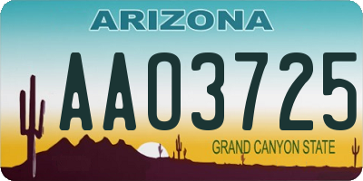 AZ license plate AAO3725