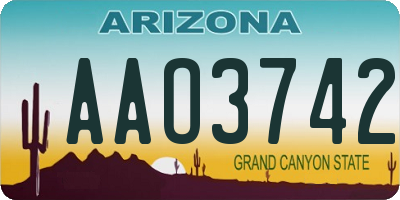 AZ license plate AAO3742