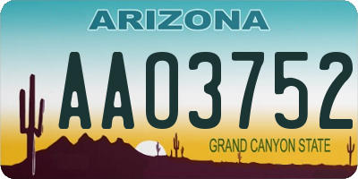AZ license plate AAO3752