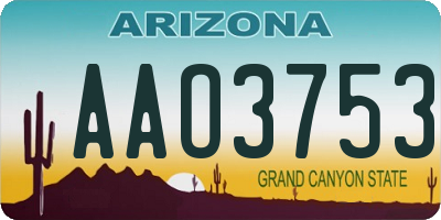 AZ license plate AAO3753
