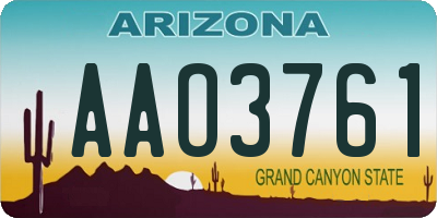 AZ license plate AAO3761