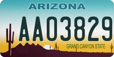 AZ license plate AAO3829