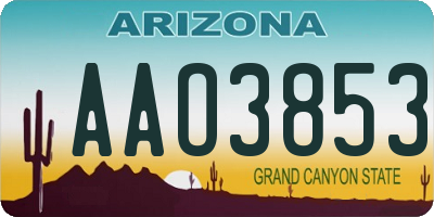 AZ license plate AAO3853