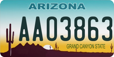 AZ license plate AAO3863