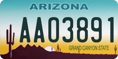 AZ license plate AAO3891