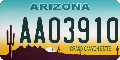 AZ license plate AAO3910