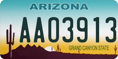 AZ license plate AAO3913