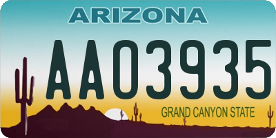 AZ license plate AAO3935