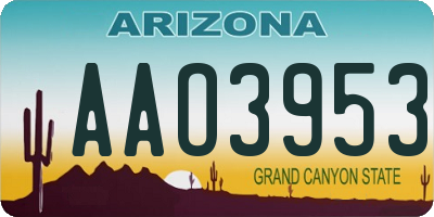 AZ license plate AAO3953