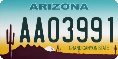 AZ license plate AAO3991