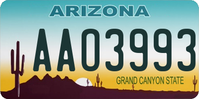 AZ license plate AAO3993