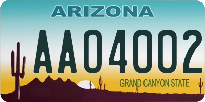AZ license plate AAO4002