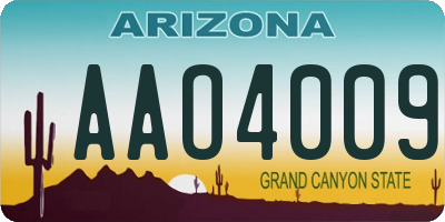 AZ license plate AAO4009