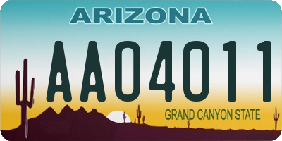 AZ license plate AAO4011