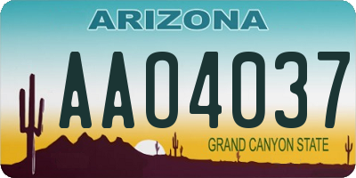 AZ license plate AAO4037