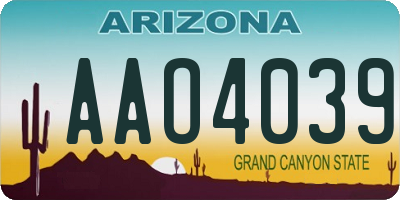 AZ license plate AAO4039