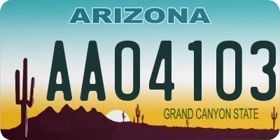 AZ license plate AAO4103