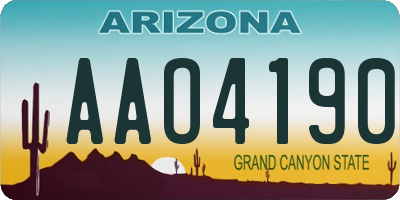AZ license plate AAO4190
