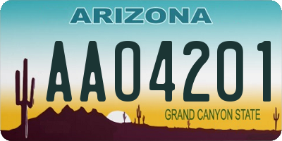 AZ license plate AAO4201
