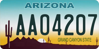 AZ license plate AAO4207